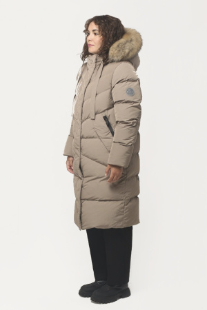 Пальто пуховое Юкка Nordic Goose мех Енот (Женский; 48; Капучино)